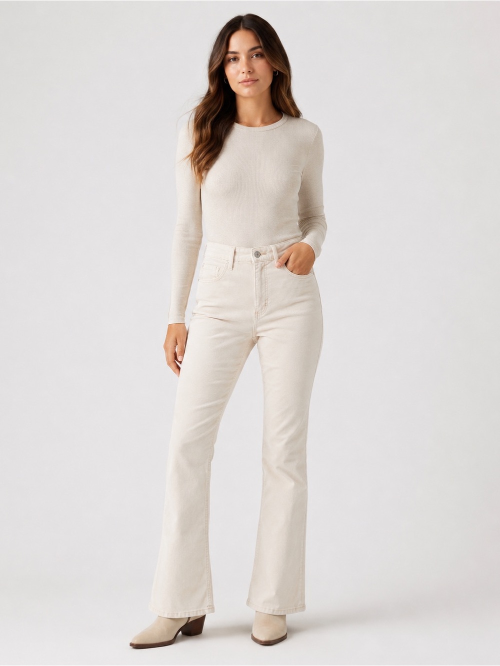 Levi’s 725 High Rise Bootcut Corduroy Pants Women’s 31 Cream Beige W31 L32